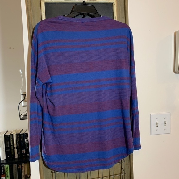 Anthropologie Stateside Striped Mock Wrap Long Sleeve Top Size XS Purple Blue - Picture 9 of 9